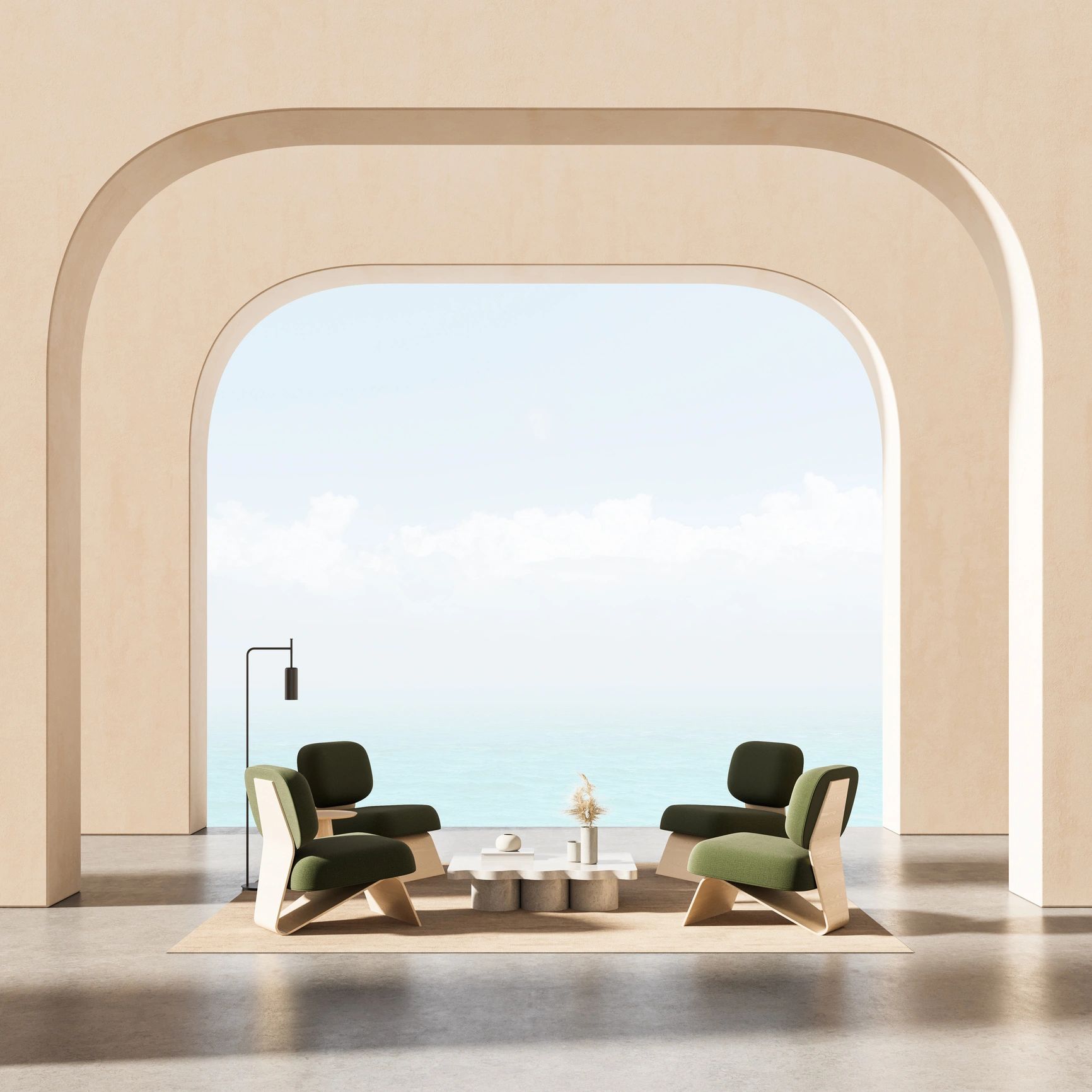 Minimalist seascape lounge