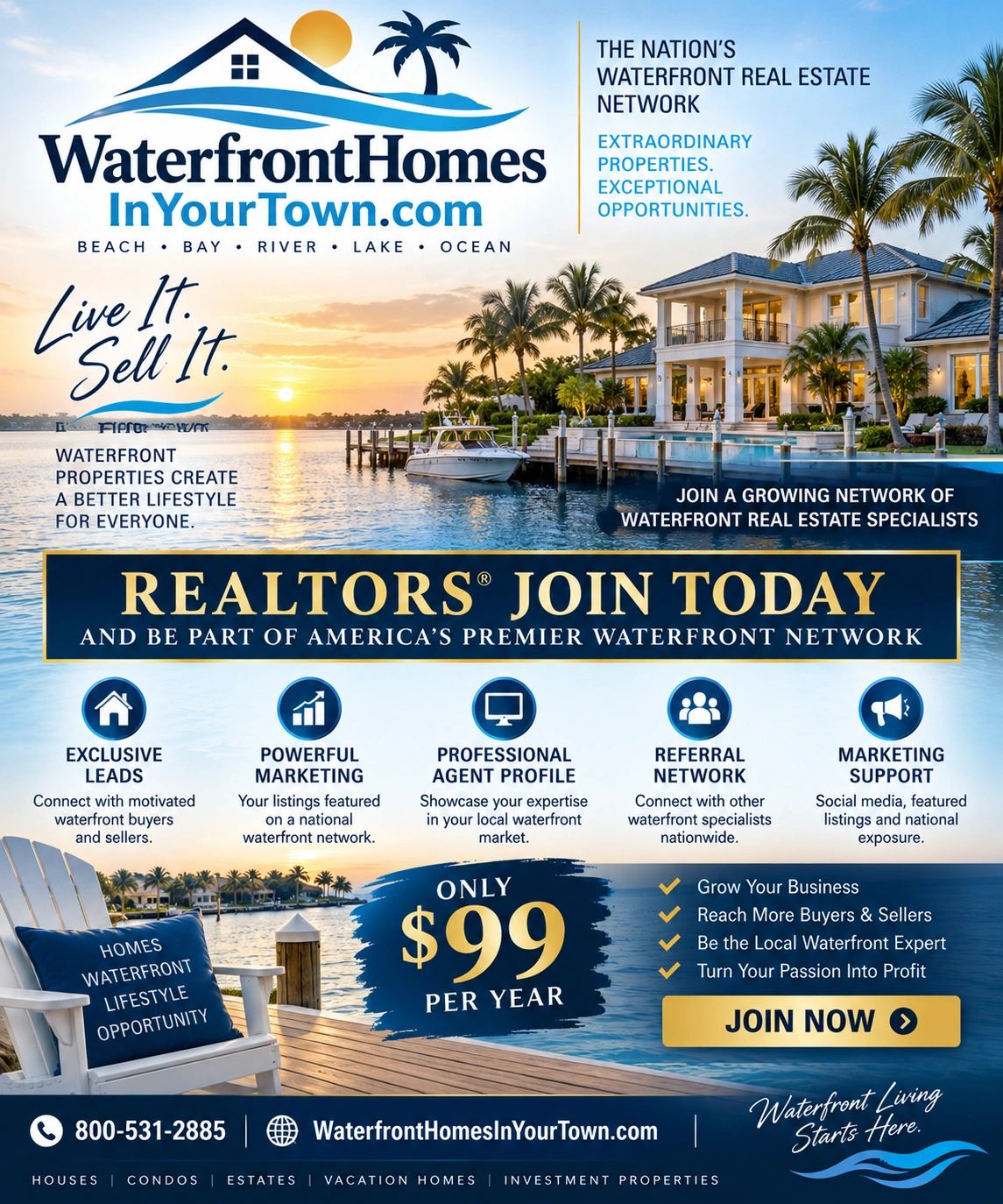 Waterfront Homes In Your Town — Realtors Join Today